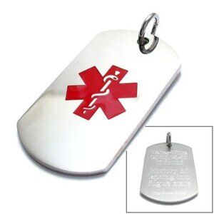 CHARMING STAINLESS STEEL CADUCEUS MEDICAL DOG TAG PENDANT NECKLACE